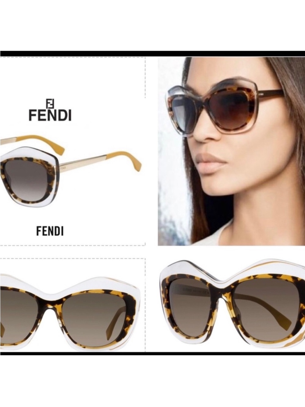 Fendi Tortoiseshell Cat Eye Sunglasses with Gold Temples